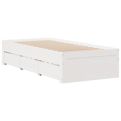 Sängynrunko ei patjaa laatikoilla valk. 90x200 cm täysi mänty