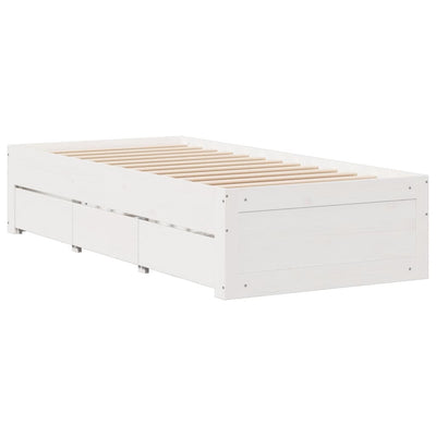 Sängynrunko ei patjaa laatikot valkoinen 90x190 cm täysi mänty