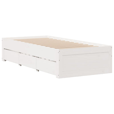 Sängynrunko ei patjaa laatikot valkoinen 90x190 cm täysi mänty