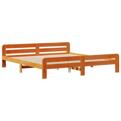 Sänky kirjahyllyllä ei patjaa vahanrusk. 200x200 cm täysi mänty