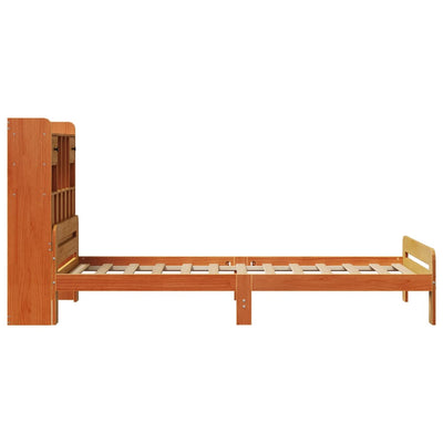 Sänky/kirjahylly ilman patjaa vahanruskea 75x190 cm täysi mänty