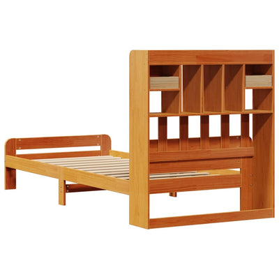 Sänky/kirjahylly ilman patjaa vahanruskea 75x190 cm täysi mänty