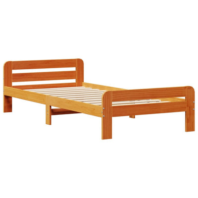 Sänky/kirjahylly ilman patjaa vahanruskea 75x190 cm täysi mänty