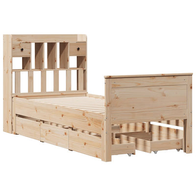 Sänky kirjahyllyllä ilman patjaa 75x190 cm täysi mänty