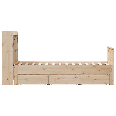 Sänky kirjahyllyllä ilman patjaa 75x190 cm täysi mänty
