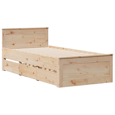 Sänky kirjahyllyllä ilman patjaa 75x190 cm täysi mänty