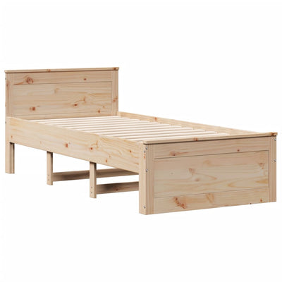 Sänky kirjahyllyllä ilman patjaa 75x190 cm täysi mänty