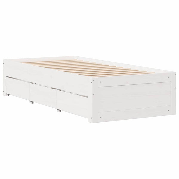 Sänky kirjahyllyllä ei patjaa valkoinen 90x200 cm täysi mänty