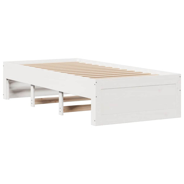Sänky kirjahyllyllä ei patjaa valkoinen 90x200 cm täysi mänty
