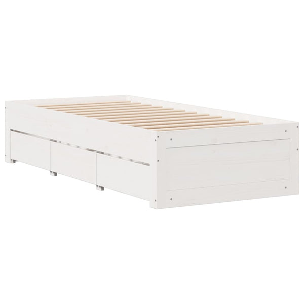 Sänky kirjahyllyllä ei patjaa valkoinen 75x190 cm täysi mänty