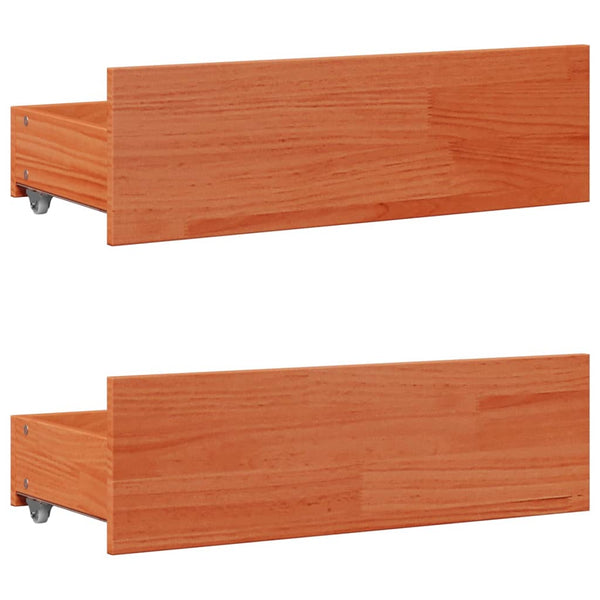 Sänky/kirjahylly ilman patjaa vahanruskea 75x190 cm täysi mänty
