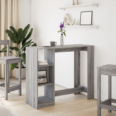 Baaripöytä/hyllyt harmaa Sonoma 124x46x103,5 cm tekninen puu