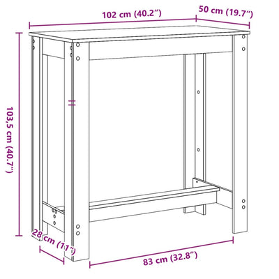 Baaripöytä Sonoma-tammi 102x50x103,5 cm tekninen puu