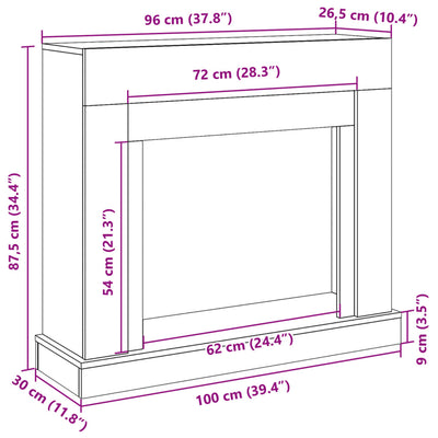 Takan ympärys musta 100x30x87,5 cm tekninen puu