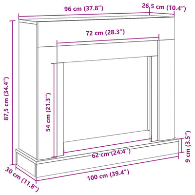 Takkareunus betoninharmaa 100x30x87,5 cm tekninen puu