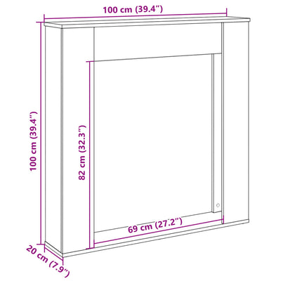Takan ympärys musta 100x20x100 cm tekninen puu