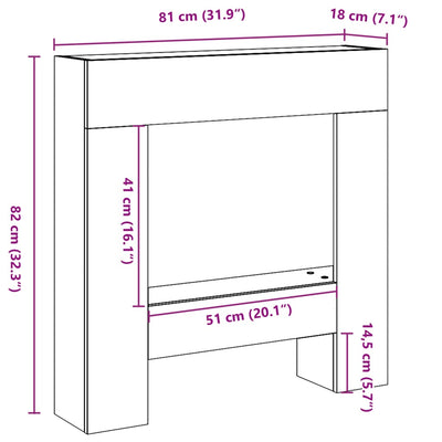 Takkakehys vanha puu 81x18x82 cm tekninen puu