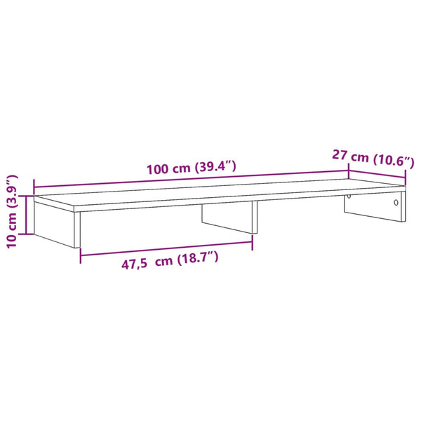 Näyttökoroke musta 100x27x10 cm tekninen puu