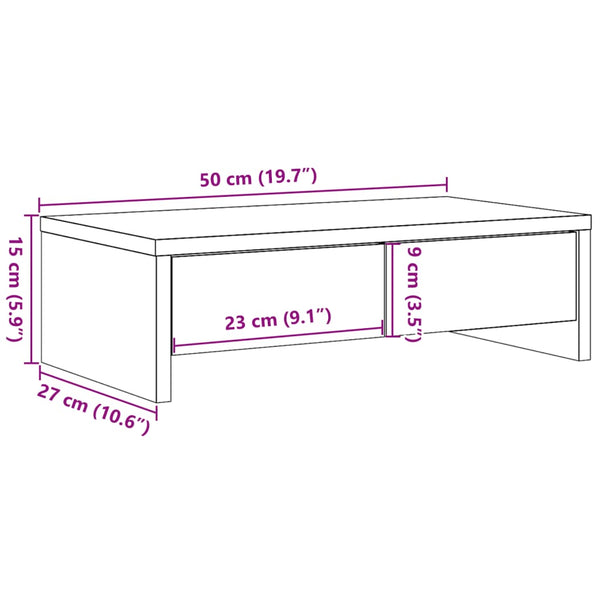 Näyttöteline laatikoilla valkoinen 50x27x15 cm tekninen puu