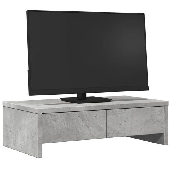 Näyttöteline laatikoilla betoninharmaa 50x27x15 cm tekninen puu