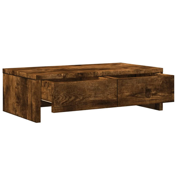 Näyttöteline laatikoilla savutammi 50x27x15 cm tekninen puu