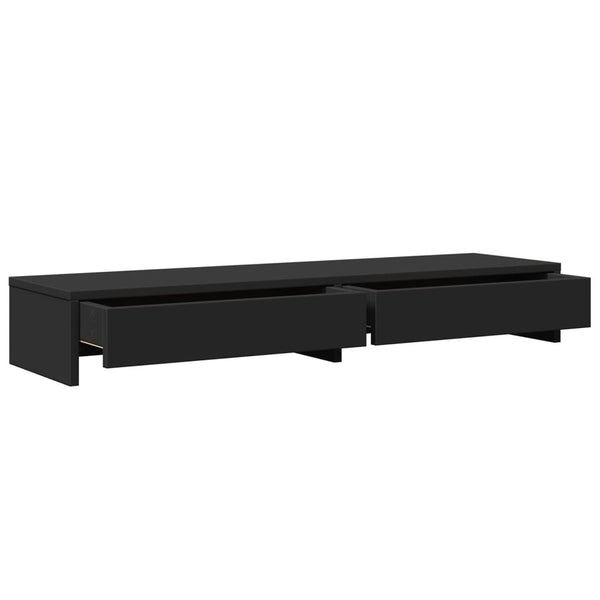 Näyttöteline laatikoilla musta 100x27x15 cm tekninen puu