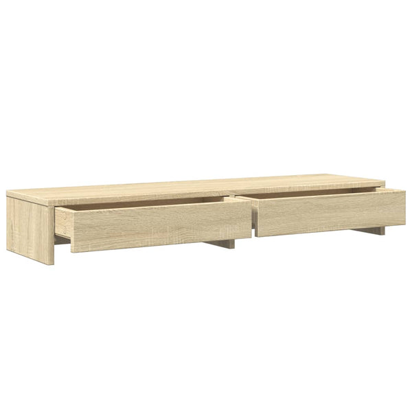 Näyttöteline laatikoilla Sonoma-tammi 100x27x15 cm keinopuu