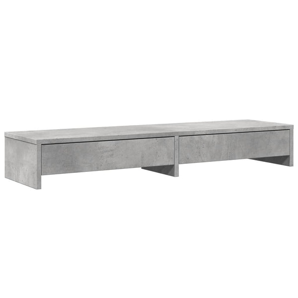 Näyttöteline laatikoilla betoninharmaa 100x27x15cm tekninen puu