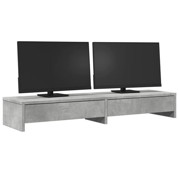 Näyttöteline laatikoilla betoninharmaa 100x27x15cm tekninen puu