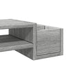 Säilytystilalla varustettu harmaa näyttöteline 70x27x15 cm teknisestä puusta
