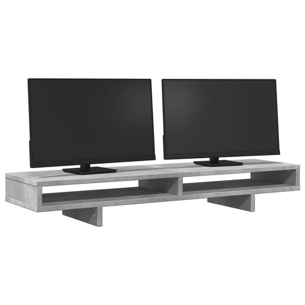 Näyttöteline betoninharmaa 100x27x15 cm tekninen puu