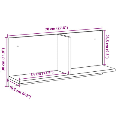 Seinäkaappi 70x16,5x30 cm betoninharmaa tekninen puu