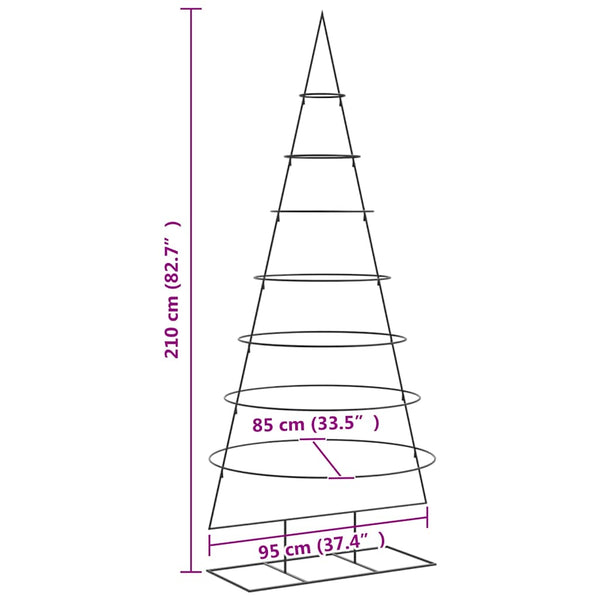 Metallinen joulukuusi koristeeksi musta 210 cm