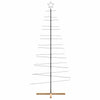 Metallinen joulukuusi puisella jalustalla musta 210 cm