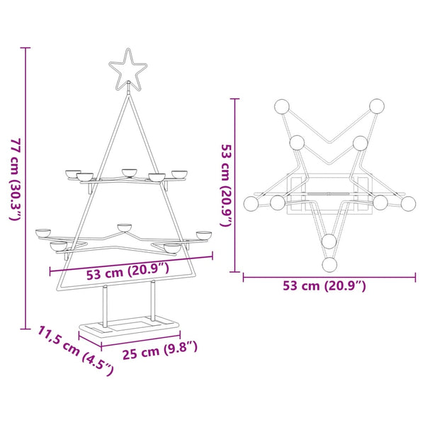 Metallinen koristejoulukuusi musta 75 cm