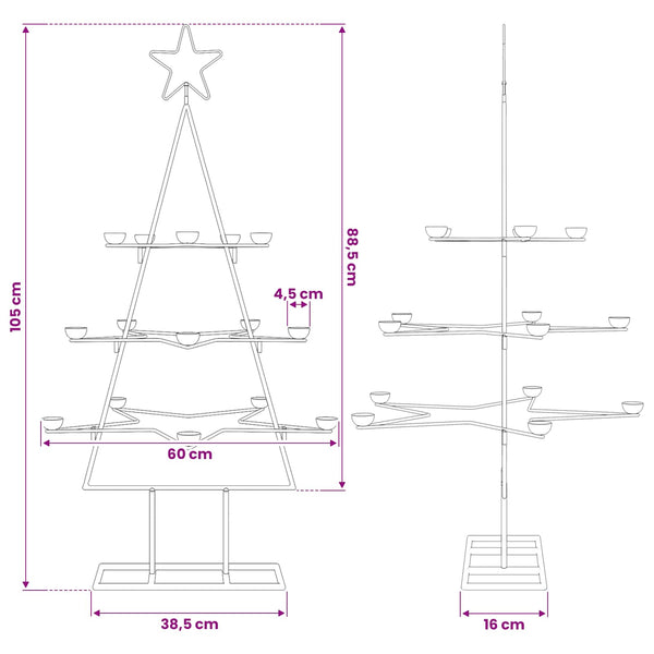 Metallinen koristejoulukuusi musta 105 cm