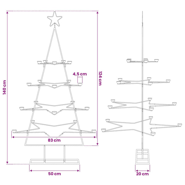 Metallinen koristejoulukuusi musta 140 cm