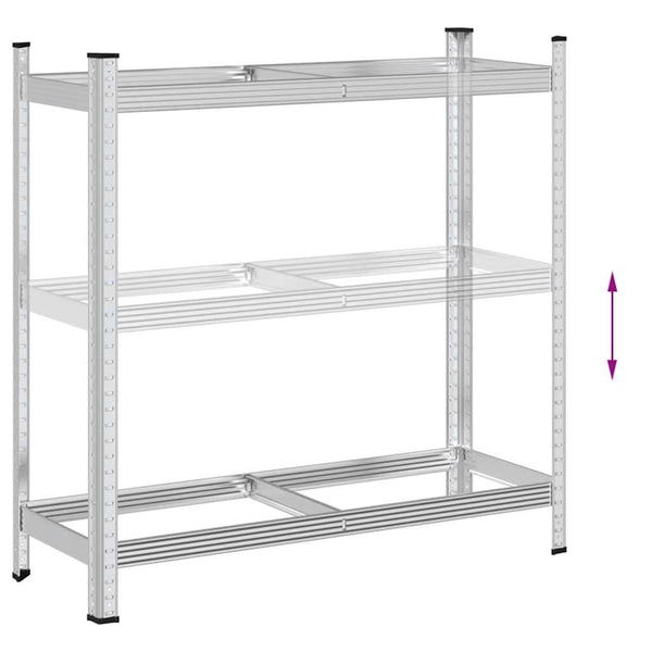 2-kerroksinen rengashylly hopea 110x40x109 cm terästä