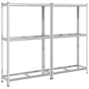 2-kerroksiset rengashyllyt 2kpl hopea 110x40x180cm teräs ja puu