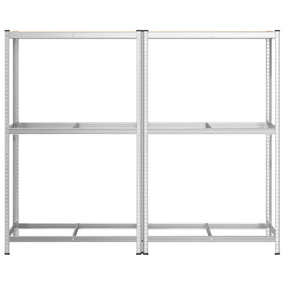 2-kerroksiset rengashyllyt 2kpl hopea 110x40x180cm teräs ja puu