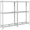 2-kerroksiset rengashyllyt 2kpl hopea 110x40x180cm teräs ja puu
