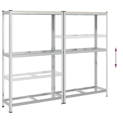2-kerroksiset rengashyllyt 2kpl hopea 110x40x180cm teräs ja puu