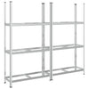 3-kerroksiset rengashyllyt 2 kpl hopea 110x40x200 cm teräs