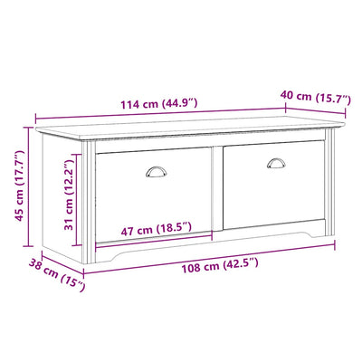 Valkoinen eteisen penkki bodo Ulysses 114x40x45cm