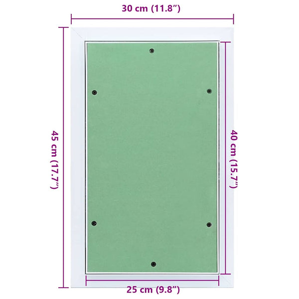 Access Panel Vihreä ja hopea 30 x 45 cm Alumiini ja kipsilevy