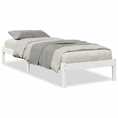 Sängynrunko erikoispitkä ei patjaa valk. 90x210 cm täysi mänty