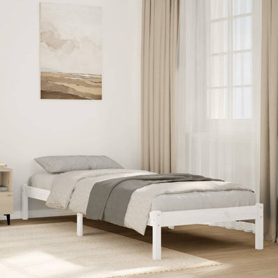 Sängynrunko erikoispitkä ei patjaa valk. 100x210 cm täysi mänty