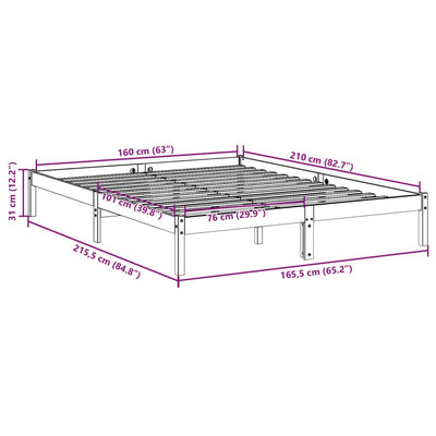 Valk sängynrunko erikoispitkä ei patjaa Tomiris 160x210cm (mänty)