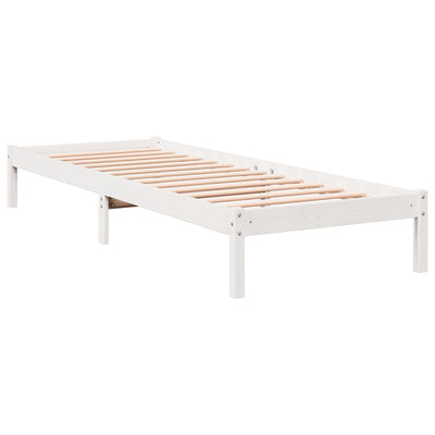Sängynrunko erikoispitkä ei patjaa valk. 90x220 cm täysi mänty