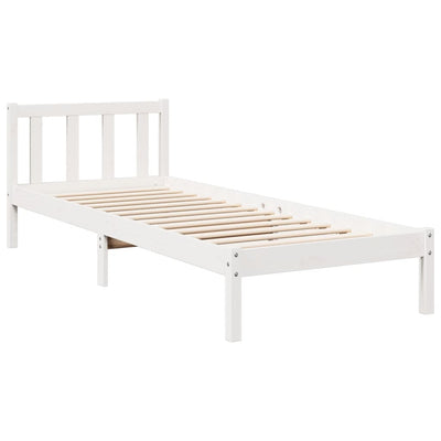 Sängynrunko erikoispitkä ei patjaa valk. 90x210 cm täysi mänty